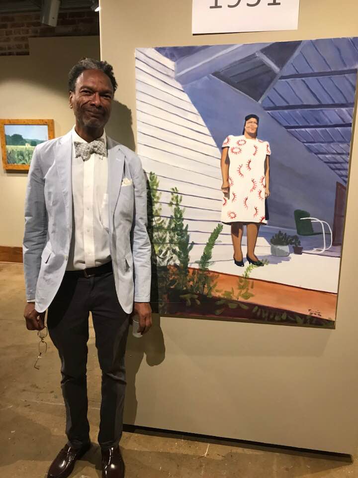 The artist with his work